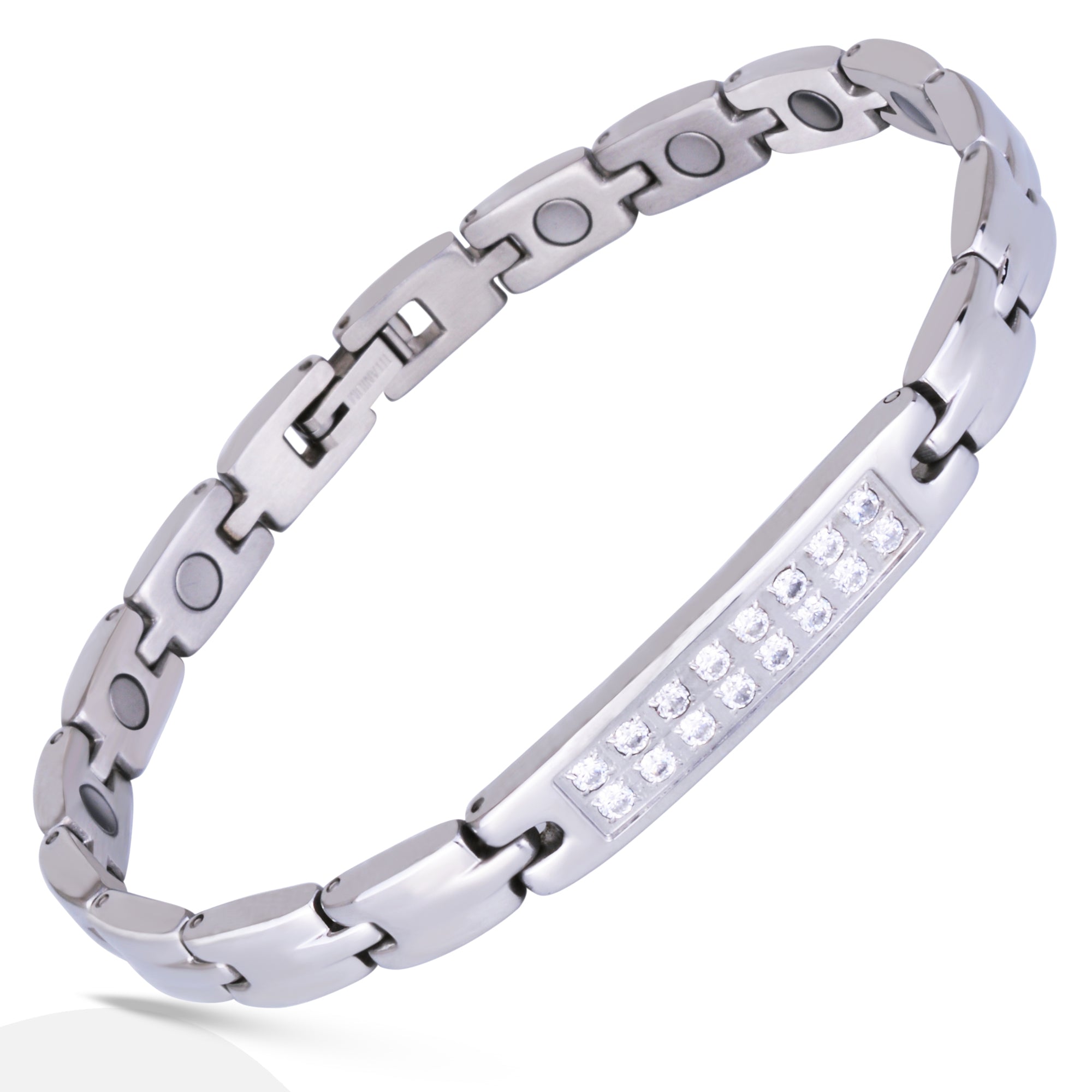 Sparkling Womens Czech Crystal Titanium Magnetic Therapy Anklet