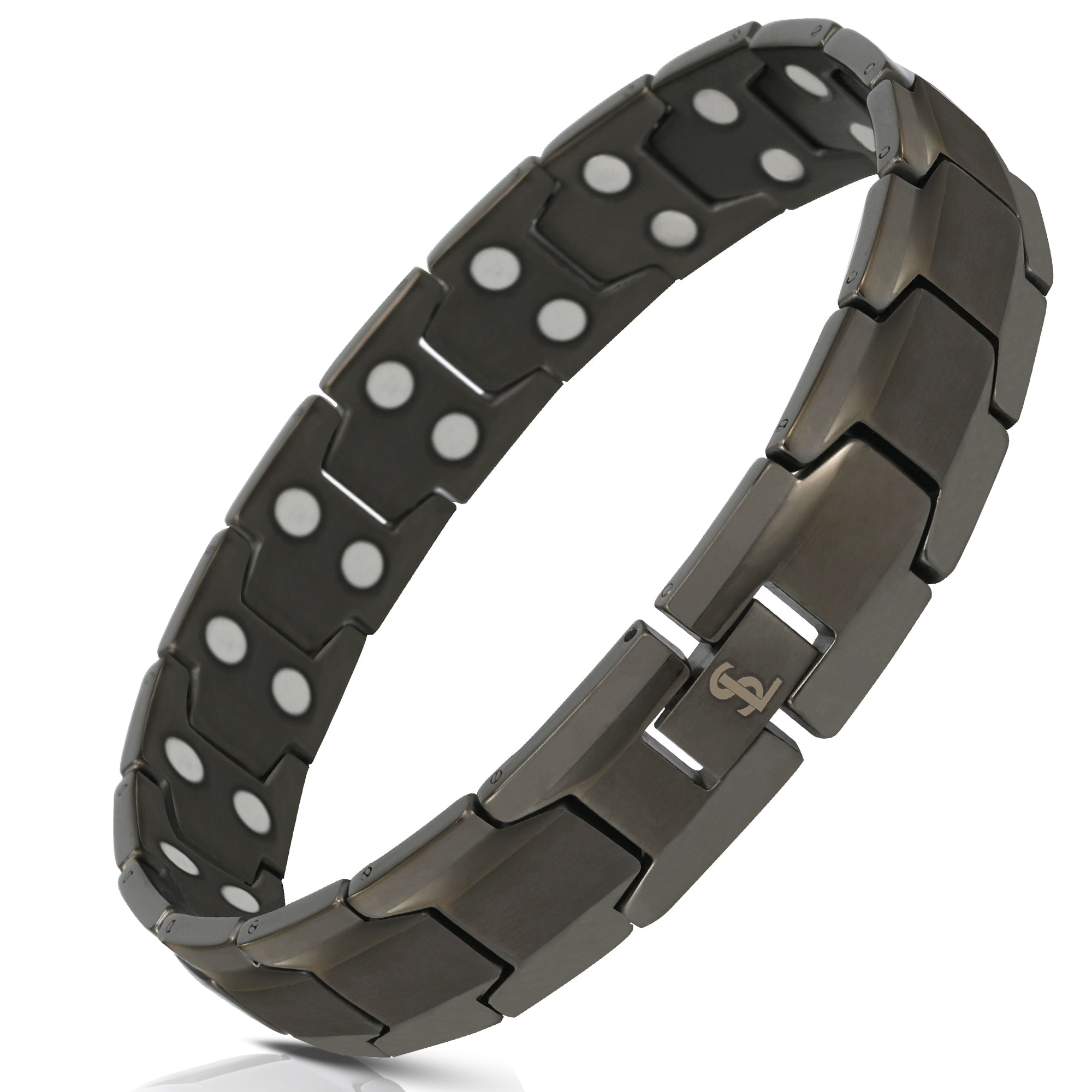 Elegant Men's Double Magnet Wide Titanium Magnetic Therapy Bracelet Pa