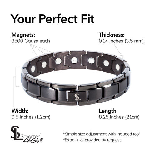Elegant Titanium Magnetic Therapy Bracelet (Gunmetal Gray)