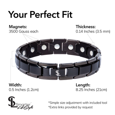 Elegant Titanium Magnetic Therapy Bracelet (Black)