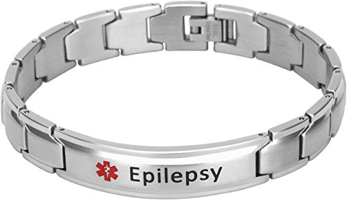 Elegant Surgical Grade Steel Medical Alert ID Bracelet - Men's / Epilepsy - Smarter LifeStyle Shop