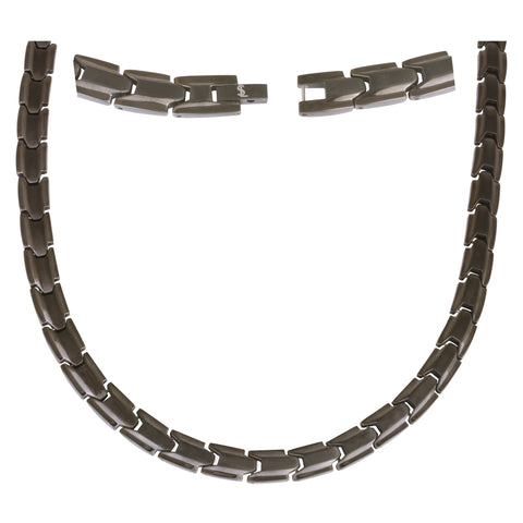 Elegant Titanium Magnetic Therapy Necklace - Unisex - Width: .35in, Solid / Gunmetal Gray