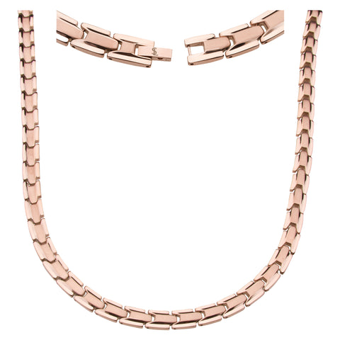 Elegant Titanium Magnetic Therapy Necklace - Unisex - Width: .35in, Solid / Rose Gold