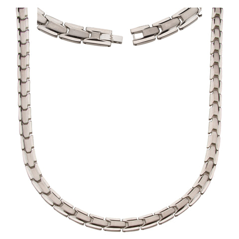 Elegant Titanium Magnetic Therapy Necklace - Unisex - Width: .35in, Solid / Silver