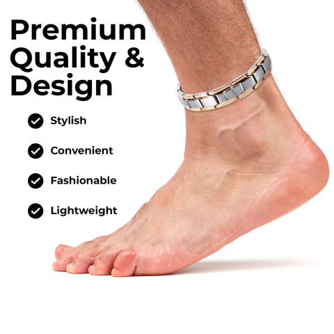 Elegant Titanium Magnetic Therapy Anklet (Silver & Rose Gold)