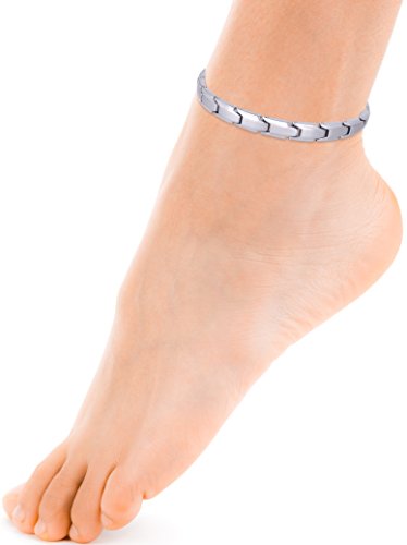 Elegant Womens Titanium Magnetic Therapy Anklet/Large Bracelet: 9.4 inches (24cm) / Silver - Smarter LifeStyle Shop