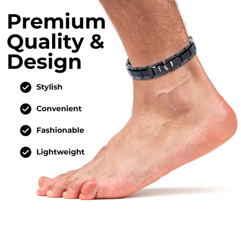 Elegant Titanium Magnetic Therapy Anklet For Men and Women (Black)