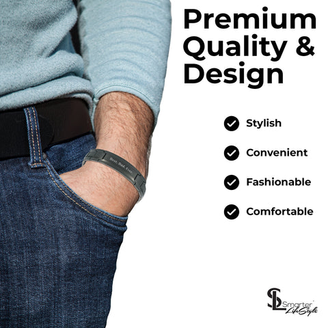 Smarter LifeStyle Elegant DAD & Father Themed Surgical Grade Steel Men's Bracelet Gift, Many Styles to Choose from (Bad Ass DAD - Black)