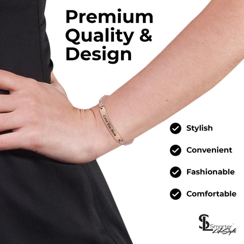 ("Love You Mom" - Rose Gold) Elegant Mom & Mother Themed Surgical Grade Steel Women's Bracelet