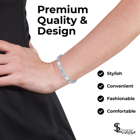 ("Best Mom Ever" - Silver) Elegant Mom & Mother Themed Surgical Grade Steel Women's Bracelet