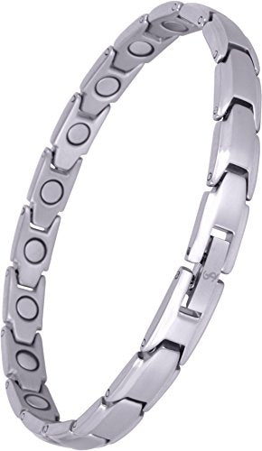 Elegant Womens Titanium Magnetic Therapy Bracelet: 7.8 Inches (20cm) / Silver - Smarter LifeStyle Shop