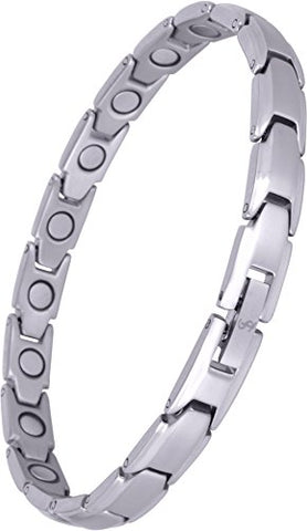 Elegant Womens Titanium Magnetic Therapy Bracelet: 7.8 Inches (20cm) / Silver - Smarter LifeStyle Shop