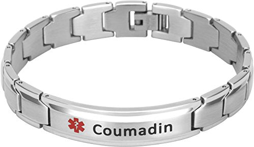 Elegant Surgical Grade Steel Medical Alert ID Bracelet - Men's / Coumadin - Smarter LifeStyle Shop