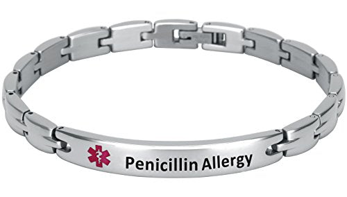 Elegant Surgical Grade Steel Medical Alert ID Bracelet For Men and Women (Women's, Penicillin Allergy) - Smarter LifeStyle Shop