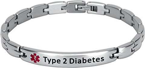 Elegant Surgical Grade Steel Medical Alert ID Bracelet - Women's / Type 2 Diabetes - Smarter LifeStyle Shop