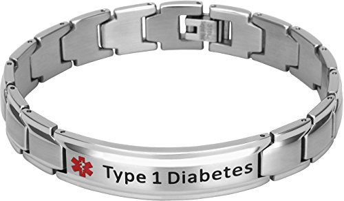 Elegant Surgical Grade Steel Medical Alert ID Bracelet - Men's / Type 1 Diabetes - Smarter LifeStyle Shop