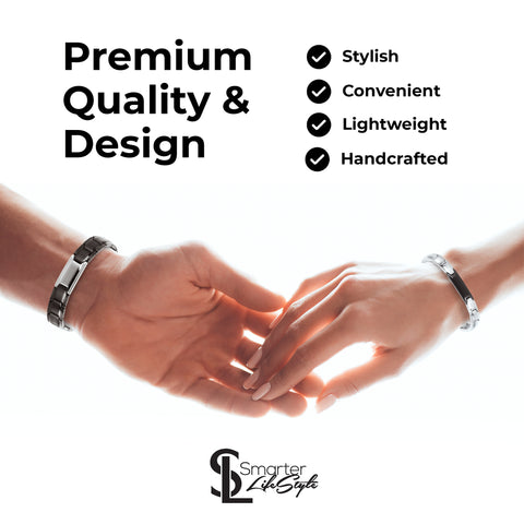 Smarter LifeStyle Elegant Couples His and Hers Distance Bracelets, Surgical Grade Steel (Matching Set, His & Hers)