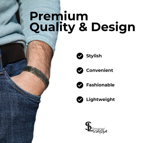 Smarter LifeStyle Elegant Surgical Grade Steel Men's Wide Link Stylish Bracelet, 4 Colors to Choose from (Gunmetal Gray)