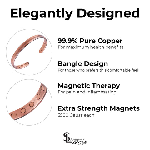 Elegant Pure Copper Magnetic Therapy BANGLE - Unisex Bangle (2-Pack)