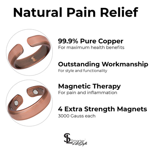 Elegant Pure Copper Magnetic Therapy Ring - 2-Pack (Size 10)