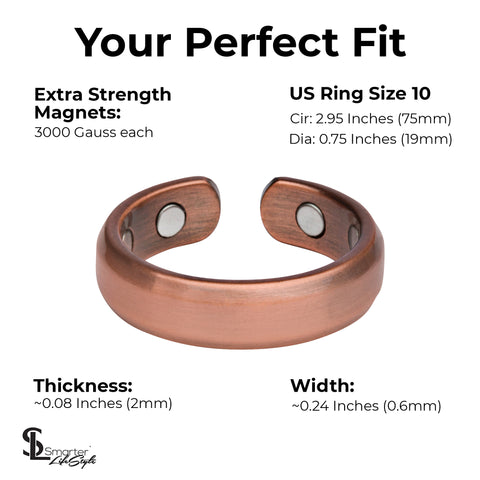 Elegant Pure Copper Magnetic Therapy Ring - Single Ring / Size 10