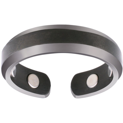 Elegant Titanium Magnetic Therapy Ring Gunmetal Gray, Size 10