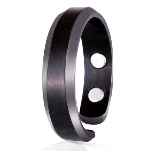 Elegant Titanium Magnetic Therapy Ring Gunmetal Gray, Size 10
