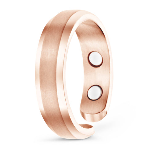 Elegant Titanium Magnetic Therapy Ring Rose Gold, Size 07