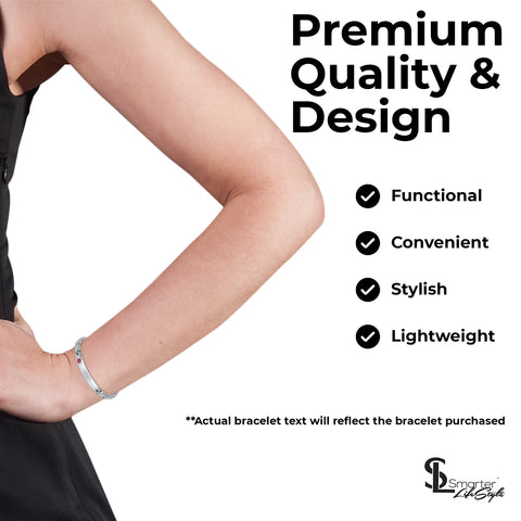 Elegant Surgical Grade Steel Medical Alert ID Bracelet For Men and Women (Women's, Pregnant)