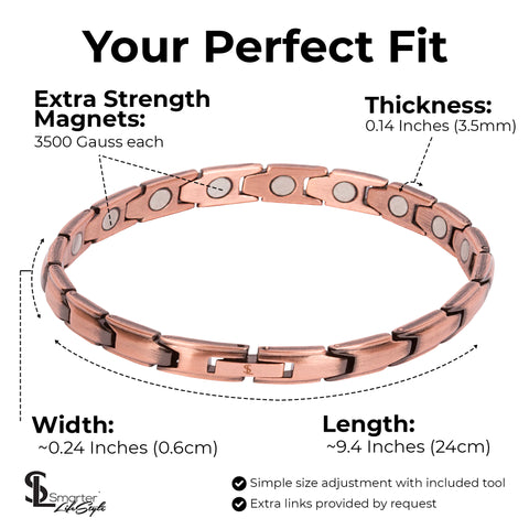 Elegant Women's Pure Copper Magnetic Therapy Anklet/Large Bracelet