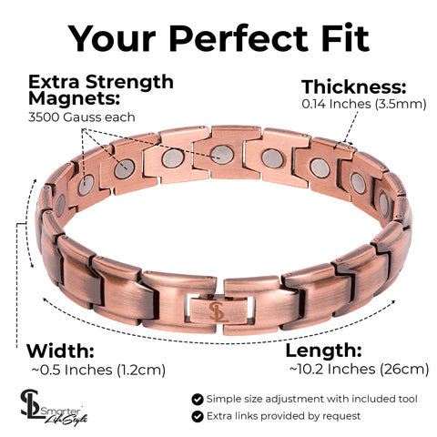Elegant Men's Pure Copper Magnetic Therapy Anklet/Large Bracelet