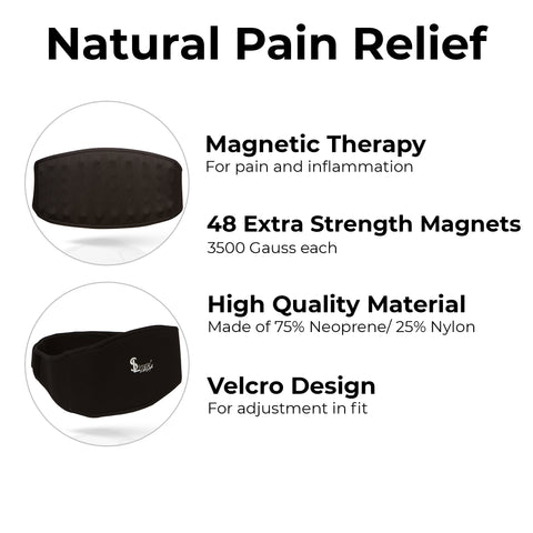 Extra Strength Magnetic Therapy Back & Waist Support Wrap Belt, 48 High Power Magnets for Lower Back and Hip Pain Relief