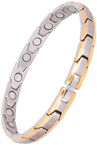 Elegant Womens Titanium Magnetic Therapy Bracelet - 7.8 Inches (20cm) / Silver & Gold - Smarter LifeStyle Shop