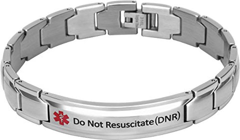 Elegant Surgical Grade Steel Medical Alert ID Bracelet - Men's / Do Not Resuscitate (Dnr) - Smarter LifeStyle Shop