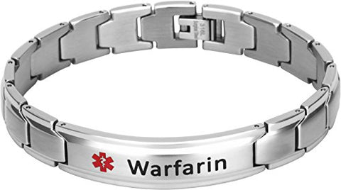 Elegant Surgical Grade Steel Medical Alert ID Bracelet - Men's / Warfarin - Smarter LifeStyle Shop