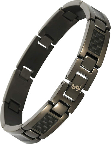Elegant Surgical Grade Steel Men's Carbon Fiber Bracelet (Gunmetal Bracelet - Black Carbon Fiber) - Smarter LifeStyle Shop