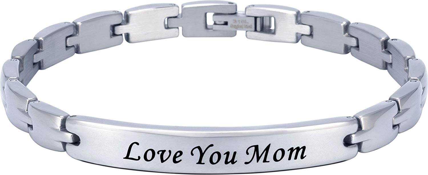 ("Love You Mom" - Silver) Elegant Mom & Mother Themed Surgical Grade Steel Women's Bracelet - Smarter LifeStyle Shop