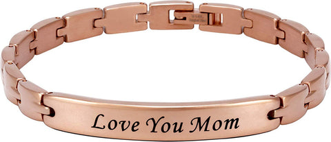 ("Love You Mom" - Rose Gold) Elegant Mom & Mother Themed Surgical Grade Steel Women's Bracelet - Smarter LifeStyle Shop