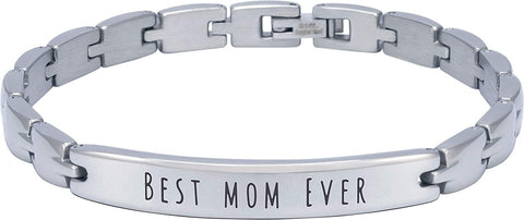 ("Best Mom Ever" - Silver) Elegant Mom & Mother Themed Surgical Grade Steel Women's Bracelet - Smarter LifeStyle Shop