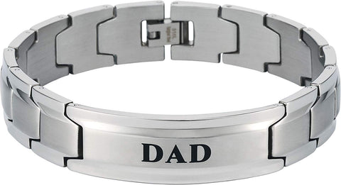 Smarter LifeStyle Elegant DAD & Father Themed Surgical Grade Steel Men's Bracelet Gift, Many Styles to Choose from (DAD - Silver) - Smarter LifeStyle Shop