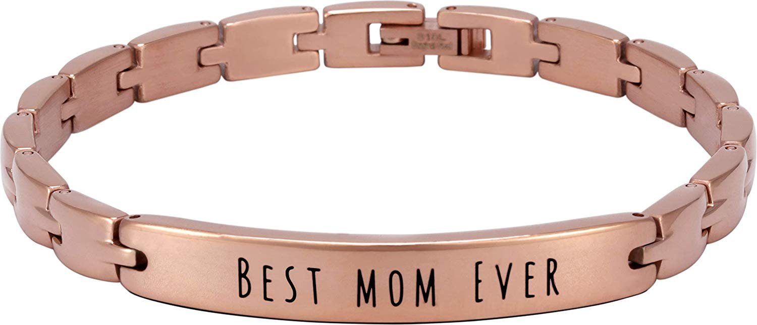 ("Best Mom Ever" - Rose Gold) Elegant Mom & Mother Themed Surgical Grade Steel Women's Bracelet - Smarter LifeStyle Shop