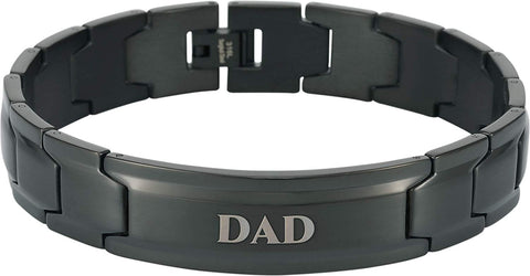 Smarter LifeStyle Elegant DAD & Father Themed Surgical Grade Steel Men's Bracelet Gift, Many Styles to Choose from (DAD - Black) - Smarter LifeStyle Shop