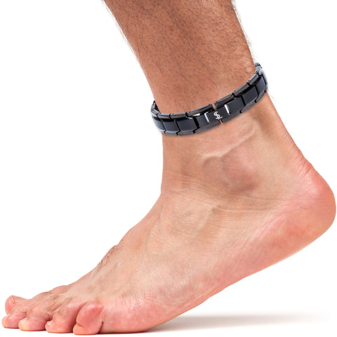 Elegant Titanium Magnetic Therapy Anklet For Men and Women (Black)