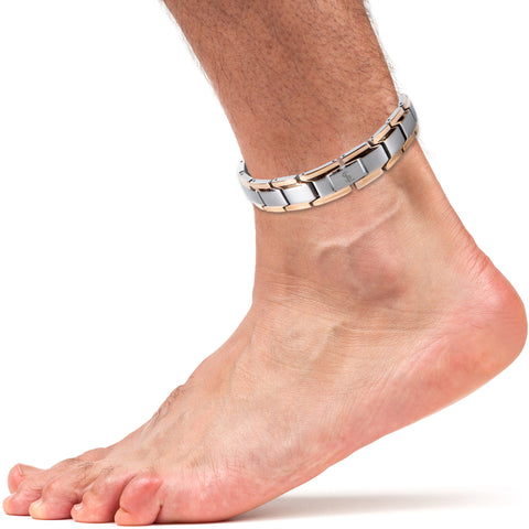 Elegant Titanium Magnetic Therapy Anklet (Silver & Rose Gold)
